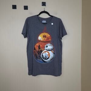 Mighty Fine Star Wars The Last Jedi BB-8 Sunset Graphic Tee in Gray Size L